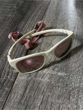 Infant Ivory and Pink Sunglasses with Adjustable/Removable Strap